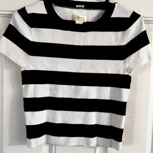 Maeve by Anthropologie Black and White Striped Top medium
